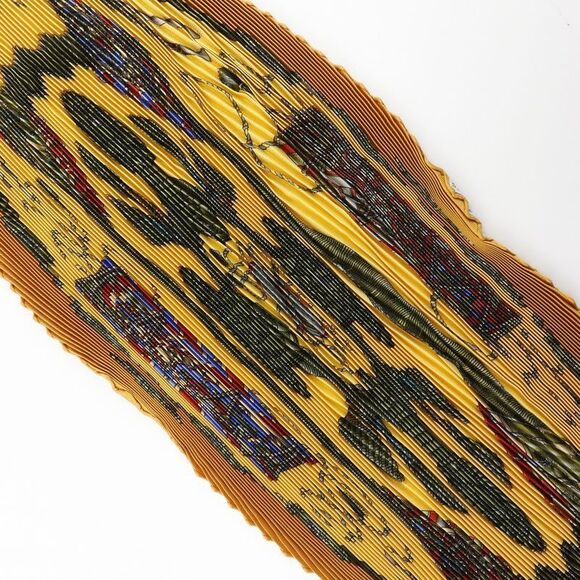 Hermes Pleated Carre LES Tambours Tambour Drum Silk Orange Women's Scarf - Picture 3 of 8